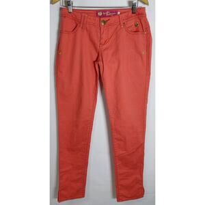 Apple Bottoms Coral Skinny Jeans Solid Denim Size 7/8